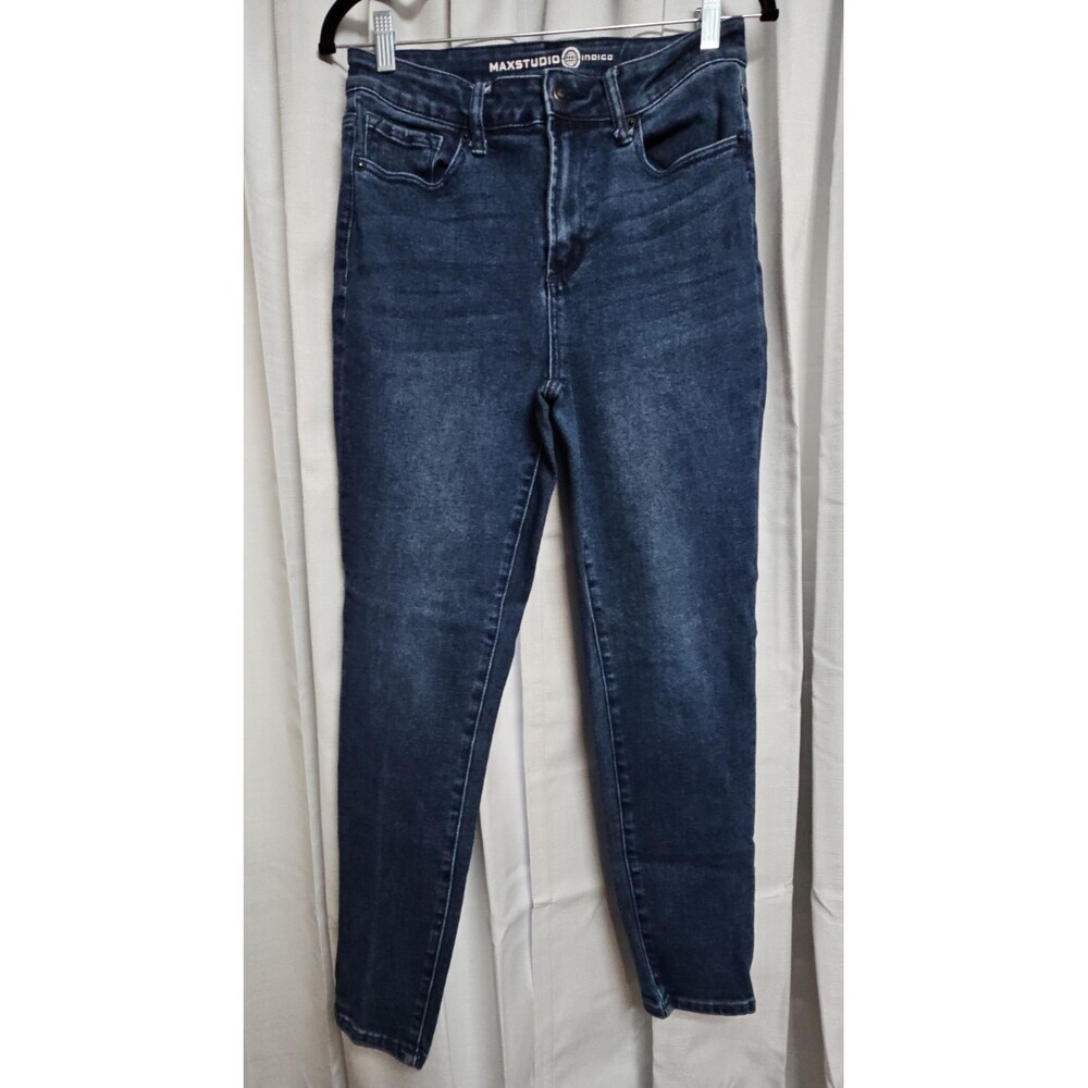 Max Studio Woman's Size 10 Jeans Indigo Skinny High  Rise Cotton Blend Denim
